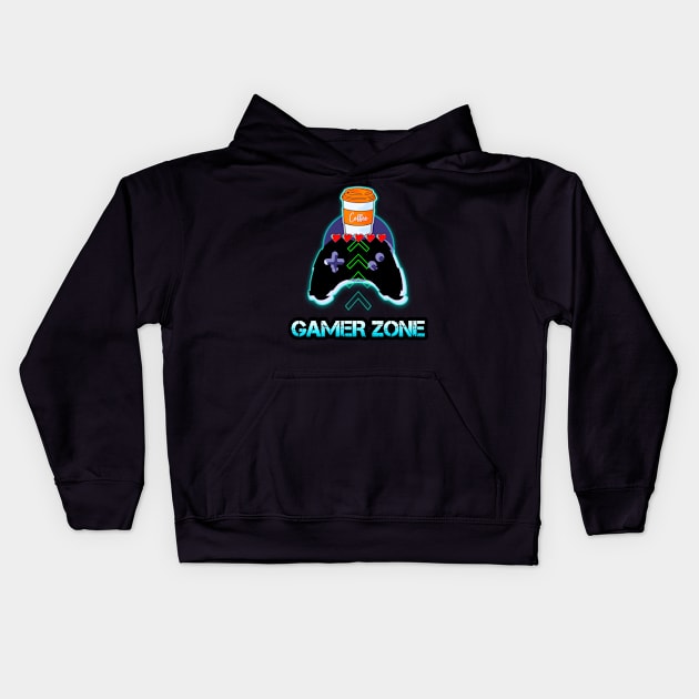 Gamer Coffee Quote Kids Hoodie by MaystarUniverse